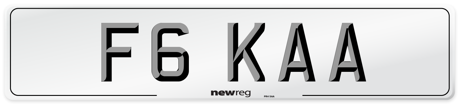 F6 KAA Number Plate from New Reg